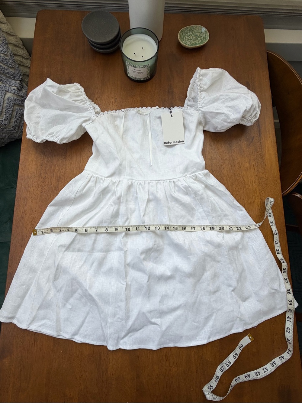 NWT: Reformation Malvina Linen Puff-Sleeve Mini Dress - women’s: Small P - Picture 5 of 16